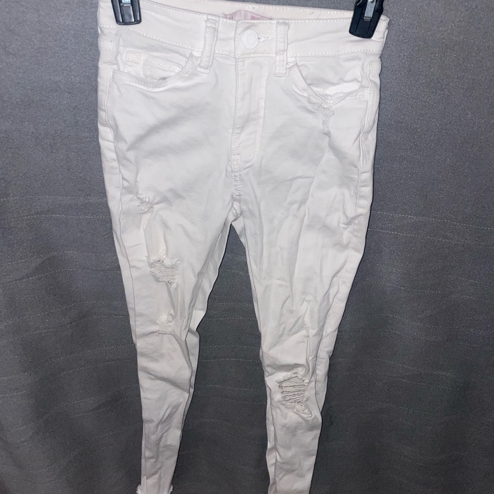 White, Ripped, Skinny Jeans, Size 0